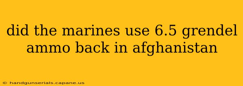 did the marines use 6.5 grendel ammo back in afghanistan